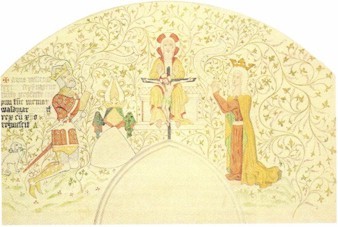 Kalkmaleri fra kirken i Vordingborg, der viser kong Valdemar Atterdag knælende til venstre, dronning Hedvig i bøn til højre.